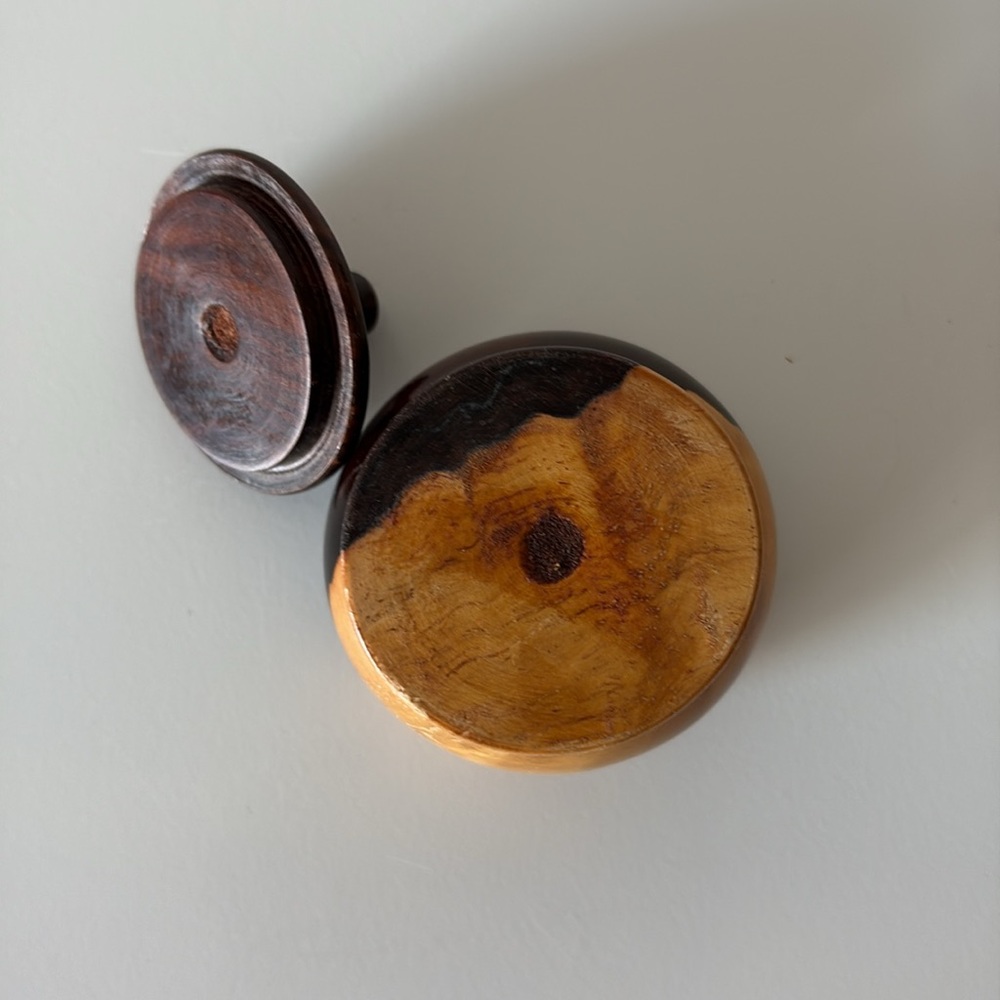 SOLD • Small Hand Turned Wooden Bowl with Lid 1.5” Tall - Picture 7 of 10